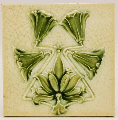 Antique Fireplace Tile Art Nouveau Majolica Tile by Cleveland C1904 Cover