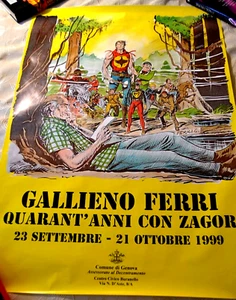 Gallieno Ferri quarant'anni con Zagor, poster locandina mostra 1999, cm. 100x70 - Imagen 1 de 3