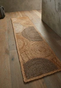 Circles Eco Friendly Handwoven Natural 100% Jute Rugs High Quality Rugs Runner - Picture 1 of 10