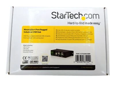 New StarTech ST4200USBM Rugged Industrial 4-port USB2 Hub w/ USB Cable - Image 1 of 4