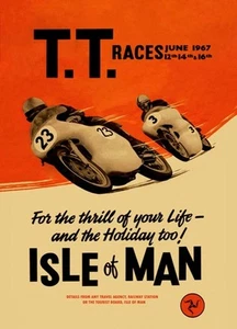 PÓSTER REIMPRESIÓN A3/A2 VINTAGE AÑOS 60 TT ISLA OF MAN MOTO CARRERAS - Imagen 1 de 1