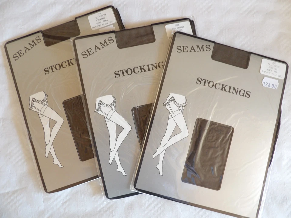 3 pares de medias de nailon negras pequeñas Magnolia Mills 3975 totalmente a la moda Foto 1 de 2