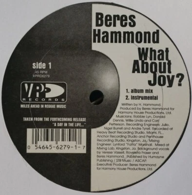 Beres Hammond/What About Joy/Can You Play Some More/33/VP Records-Unknown Date Foto 1 de 2