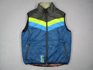 LRG Lifted Research Group Vest Mens Large Blue Reversible Full Zip Puffer Hike - Picture 1 of 8