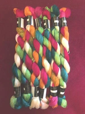 6 x Cotton thread skeins embroidery floss thread Multi shaded variegated skeins - Image 1 of 3