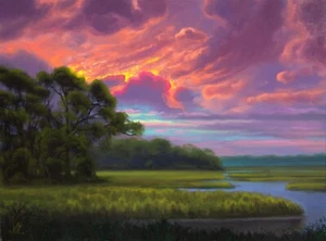 Pintura al óleo paisaje original bandoleros como humedales de Florida N. Clements ea7 - Imagen 1 de 8