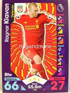 2016/17 Premier League Match Attax - #150 Ragnar Klavan - Liverpool FC