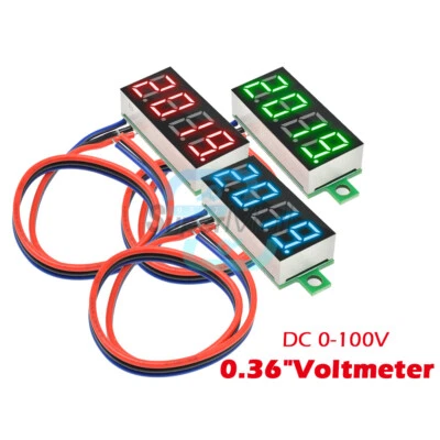 MARKENLOS LED Voltmeter Digital Voltage Tester DC 0-100V 0.36" 4 Digit /3 Wire Panel Meter