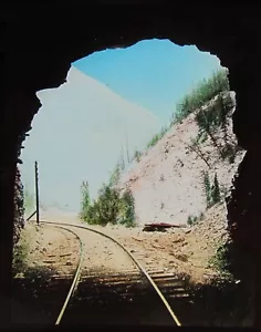 Glass Magic Lantern Slide KICKING HORSE PASS TUNNEL MOUTH C1900 PHOTO CANADA - Foto 1 di 2