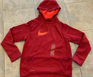Boys Youth Nike Therma-Fit Pullover Fleece Hoodie Red Size L Large AA1478 - Picture 1 of 3
