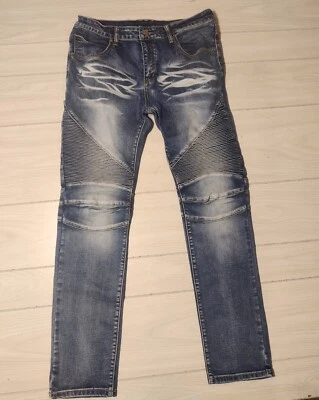Jeans jeans BALMAIN Paris com painéis cônicos com nervuras feito na Itália Tamanho 34 - Imagem 1 de 4