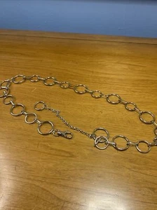 Silvertone Circle Chain Metal Belt 70s Style Boho - Picture 1 of 4