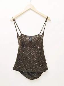 NWT Donna Karan Ladies Medium Olive Green Cashmere Sequin Top - Picture 1 of 6