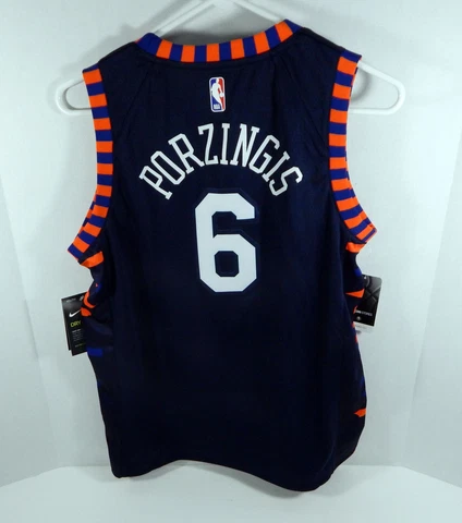 Youth New York Knicks Kristaps Porzingis #6 Blue City Edition Jersey Swingman M Cover