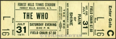 6 1971 -89  The WHO VINTAGE UNUSED FULL CONCERT TICKETS USA reprint  - Image 1 of 4