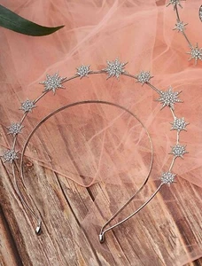Stars Goddess Crown Halo Headband Cown Tiara, Boho Silver Headpiece - Picture 1 of 3