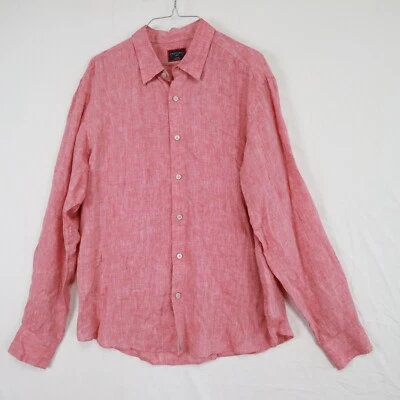 UNTUCKit Shirt Mens Large Linen Casual Button Up Pink Long Sleeve - Imagem 1 de 4