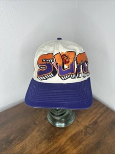 Vintage Phoenix Suns Graffiti Logo Snapback Hat 90s NBA White Purple Cap - Picture 1 of 11