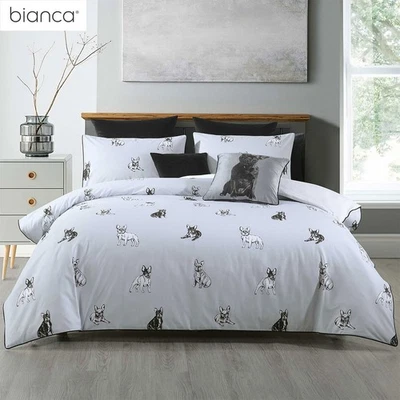 French Bulldog Silver Cotton Quilt Cover Set or Accessories by Bianca - Image 1 of 3