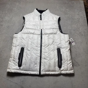 Calvin Klein Men's White & Metallic Silver Reversible Puffer Vest Jacket 2XL NWT - Picture 1 of 22