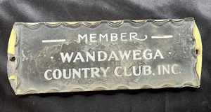 RARE CHIP GLASS SIGN WANDAWEGA COUNTRY CLUB WISCONSIN 3x8 ANTIQUE - Picture 1 of 5