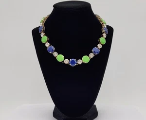 Vintage R.J. Graziano Signed Statement Necklace Lucite & Rhinestone Gold Tone - Picture 1 of 11