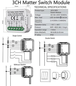 Matter WiFi Smart Switch Smart Home Automation Relay Module Works for Alexa Home - Afbeelding 1 van 14