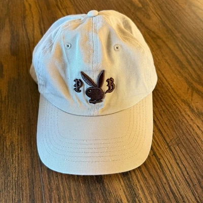 Playboy Bunny Hat Beige Adjustable Baseball Cap OSFM 100% Cotton Embroidered - Image 1 of 4