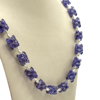 Collar de cuentas asimétricas de perlas y esmalte púrpura imitación 24" Foto 1 de 4