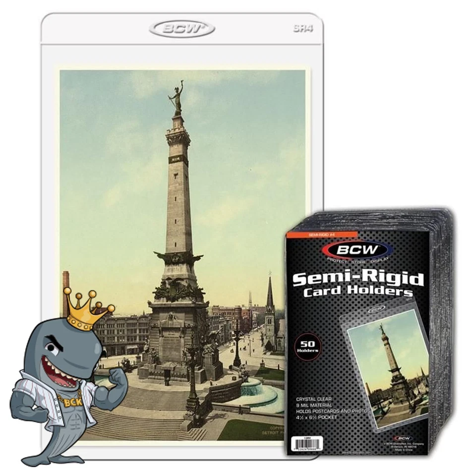 BCW Semi Rigid Postcard Holder #4 50ct FREE SHIP