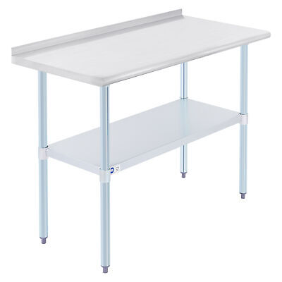 48x24 Stainless Steel Kitchen Table With Shelf Backsplash Commercial Prep Table • 156.79$