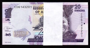 Malawi 20 Kwacha 2020, UNC, BUNDLE, Pack of 100 PCS, Consecutive, P-New Sign - Picture 1 of 5