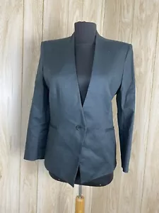 $460 HELMUT LANG WHITE LINE SLUB TWILL DARK GRAY JACKET BLAZER SZ 6 - Picture 1 of 5