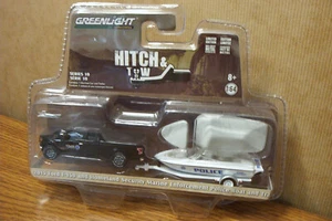 GREENLIGHT Hitch & Tow 2015 Ford F-150 & Homeland Sec Police Boat & Trailer - Picture 1 of 2