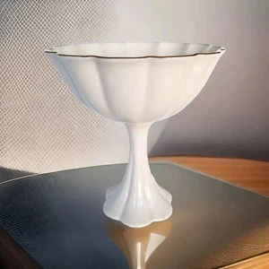 Vtg Lenox Ruffled Pedestal Compote Bowl Porcelain Candy Nuts Trinkets Decor USA - Picture 1 of 5