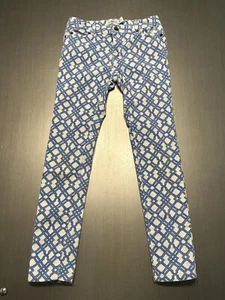 GUC Girl's Blue White VINEYARD VINES Geometric Print Skinny Jeans Size 10 - Picture 1 of 10