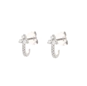 Pendientes de aro Huggie abiertos de moissanita de plata 925 pequeños aros para hélice - Imagen 1 de 5