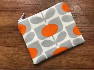 MINI COIN PURSE (11x9cm) HANDMADE WITH ORLA KIELY TULIP FLOWER ORANGE FABRIC