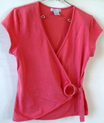 Anillo de bambú vintage Lauren Hansen manga gorra mezcla de algodón elegante envolvente lateral M Foto 1 de 3