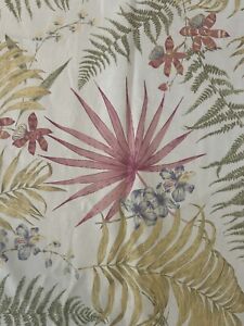 2 Liz Claiborne Curtain Panels Pink Purple Yellow Ferns Floral Rod Pocket