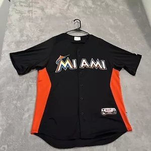 Miami Marlins Baseball Jersey Mens Large Black Majestic MLB Authentic - Picture 1 of 9
