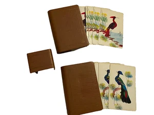 De Colección Marrón Imitación Cuero Doble Baraja Porta Tarjetas de Juego Estuche Pájaros Tarjetas de Juego - Imagen 1 de 5