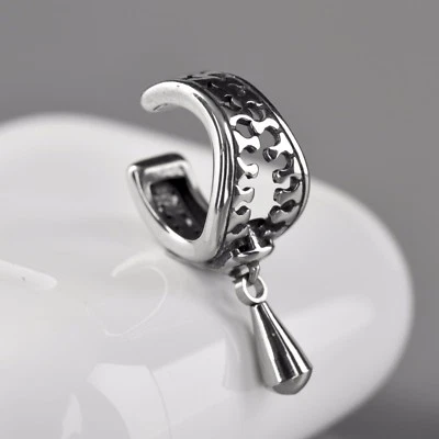 silver zipper ear cuff clip on stainless steel single earring Non pierced unisex Foto 1 de 2