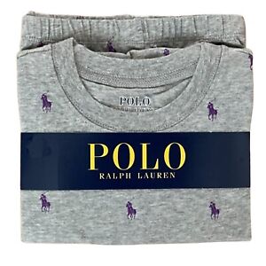 Polo Ralph Lauren Girl's 2 Piece Pajama Set 2T, 3T or 4T Gray w/ Purple Ponies
