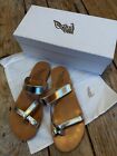 Immaculate ANCIENT GREEK "Daphne" Silver Leather Flat SANDALS,38,  UK 5