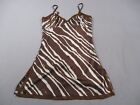 Baby Phat Slip Dress Womens Large Brown Zebra Print Trim Y2k Satin Romantic