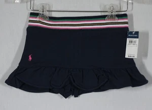 RALPH LAUREN GIRLS SKORT SIZE 7 SMALL NAVY WITH STRIPED WAIST NEW WITH TAG - Picture 1 of 5