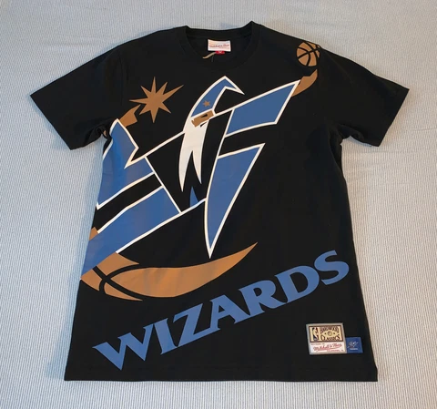 Mitchell Ness Washington Wizards JORDAN OAKLEY BLOWN OUT BLACK Big Face T- SHIRT Cover