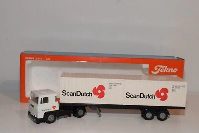 A82 1:50 TEKNO 421 SCANIA LB 141 TRUCK WITH TRAILER CONTAINER SCANDUTCH NMIB - Immagine 1 di 4