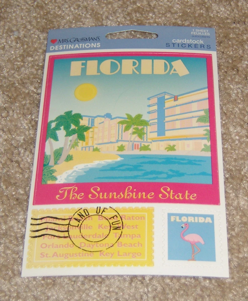 Лист наклеек на картон Mrs. Grossman Destinations ~ Флорида - Изображение 1 из 1